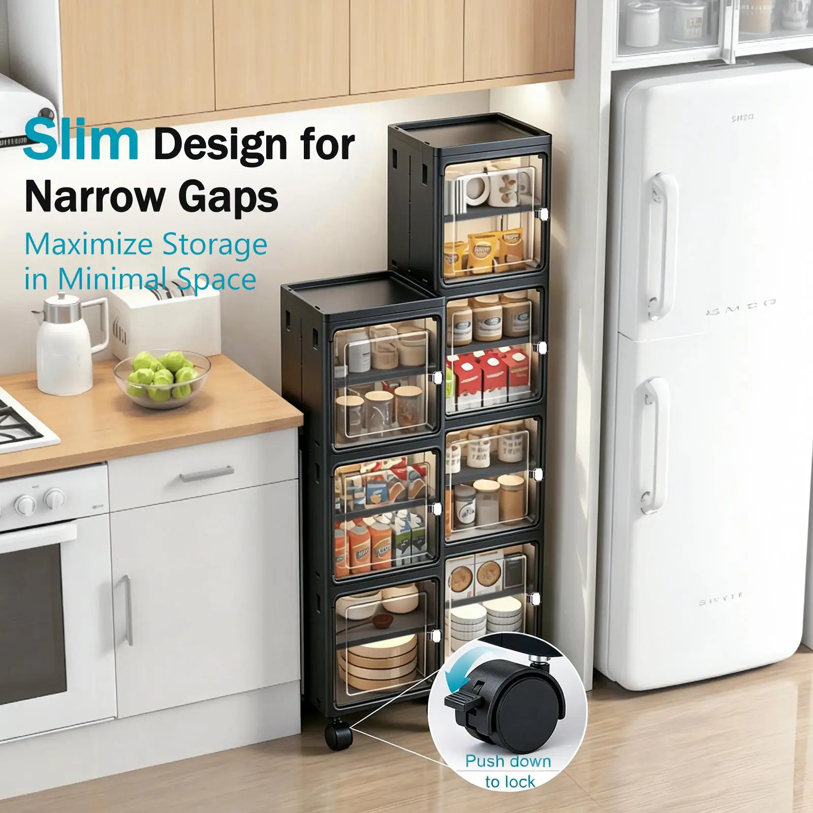 5-Tier Black Slim Narrow Rolli - đánh giá và giá Kitchen Gadgets Organizer